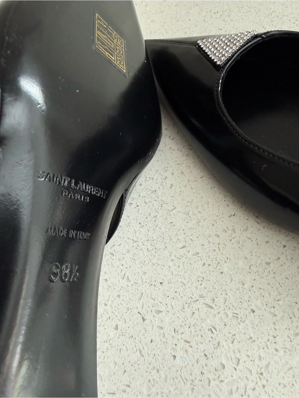 Saint Laurent Cherish Kitten Heel Black Leather Slingback EU 38.5 US 8.5 - Picture 12 of 12